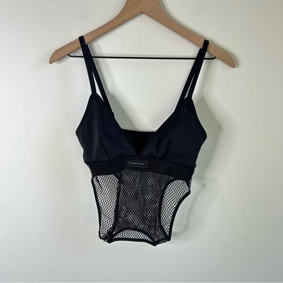 Savage X Fenty Black Mesh Bra Teddy Body Suit Intimates size Medium - Picture 4 of 7